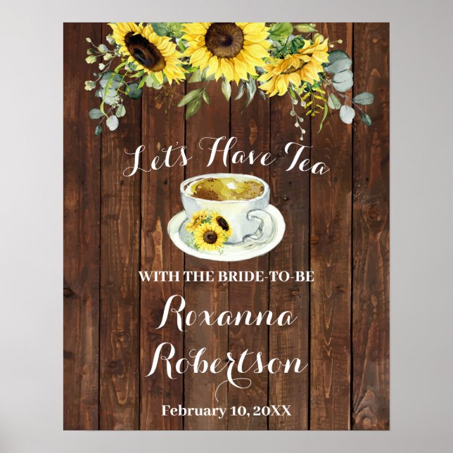 Poster Sinal de Boas-vindas Chá de Noiva Girassóis Verde (Frente)