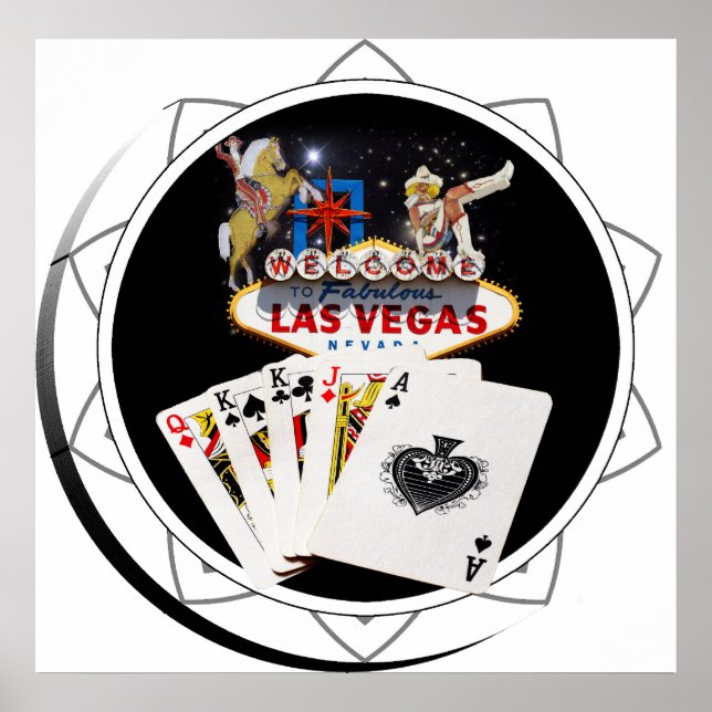 Póster Sinal de boas-vindas Chip de pôquer preto (Frente)