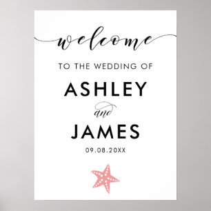 Poster Sinal de boas-vindas cor-de-rosa do casamento da