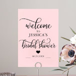 Poster SINAL DE BOAS-VINDAS, cor-de-rosa, do Chá de panel<br><div class="desc">Design de CHÁ DE PANELA BEM-VINDO,  simplesmente elegante,  sobre fundo cor-de-rosa pincelado e letras topográficas pretas com pequeno coração. Perfeito para qualquer tema,  estilo ou época do ano.</div>