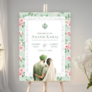 Poster Sinal de Boas-vindas da Anand Karaj, Floral Rosa R