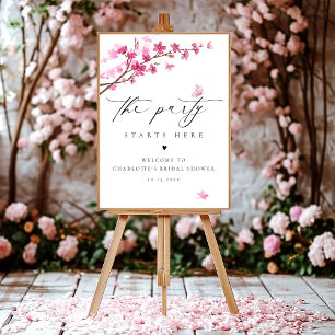 Poster Sinal de boas-vindas da Cherry Blossom Rosa Butter