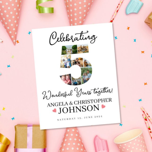 Poster Sinal de Boas-vindas da Colagem de Fotos do 5 Wedd (Criador carregado)