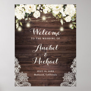 Poster Sinal de Boas-vindas da Corrente de Madeira Lace B