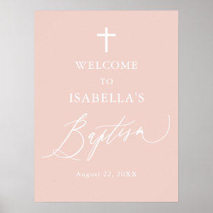 Poster Sinal de boas-vindas da Dusty Pink White Cross Gir