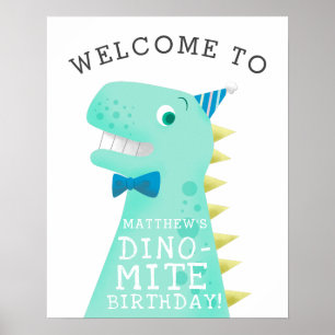 Poster Sinal de boas-vindas da Festa de aniversário Dino