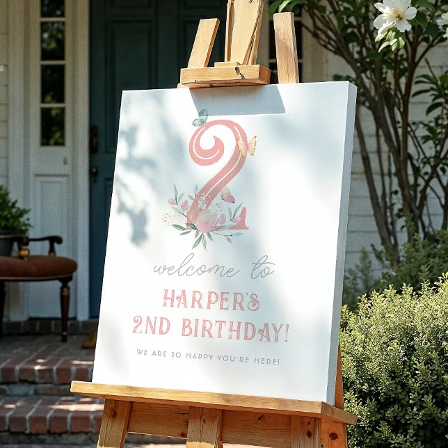 Poster Sinal de boas-vindas da Festa de aniversário Flora (Criador carregado)