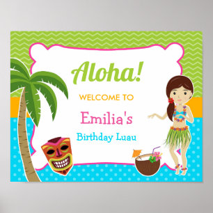 Poster Sinal de boas-vindas da Festa de aniversário Luau
