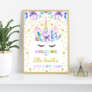 Poster Sinal de boas-vindas da Festa de aniversário Roxa 