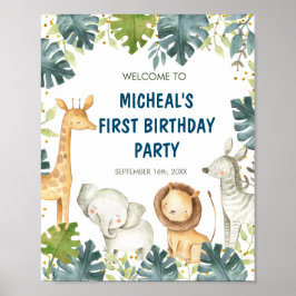 Poster Sinal de boas-vindas da Festa de aniversário selva