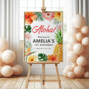 Poster Sinal de boas-vindas da Festa de aniversário tropi