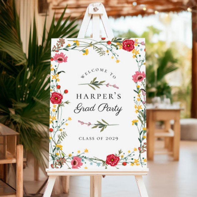 Poster Sinal de boas-vindas da Festa de formatura Wildflo (Criador carregado)