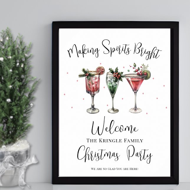 Poster Sinal de Boas-vindas da Festa de Natal Festiva (Festive Christmas Party Welcome Sign)