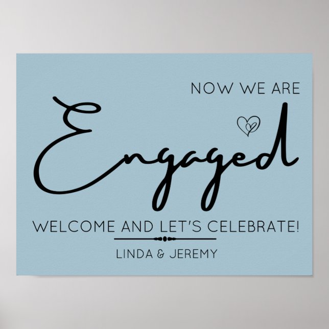 Poster Sinal de boas-vindas da Festa de noivado azul Dust (Frente)