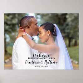 Poster Sinal de boas-vindas da festa de noivado com fotog