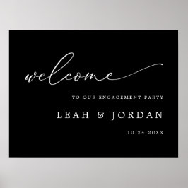 Poster Sinal de boas-vindas da Festa de noivado de caligr