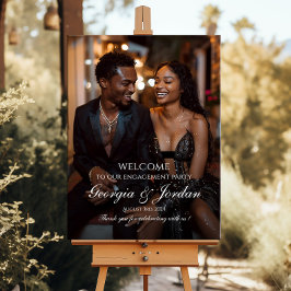 Poster Sinal de boas-vindas da festa de noivado elegante 