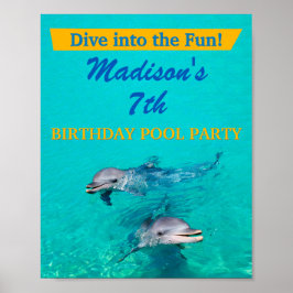 Poster Sinal de Boas-Vindas da Festa na Piscina com Golfi