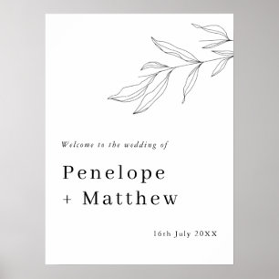 Poster Sinal de Boas-vindas da Folha de Arte de Linha