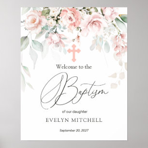 Poster Sinal de boas-vindas da Foliage Cross Baptism Rose