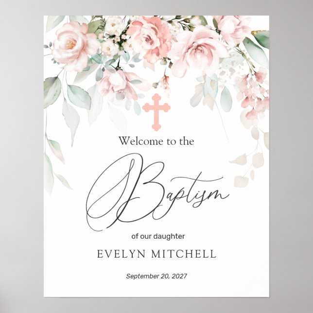 Poster Sinal de boas-vindas da Foliage Cross Baptism Rose (Frente)