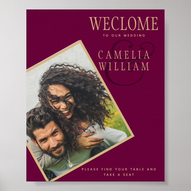 Poster SINAL DE Boas-vindas DA FOTO DO CASAMENTO Dourado  (Frente)