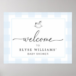 Poster Sinal de boas-vindas da mangueira azul Gingham