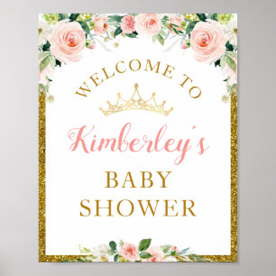 Poster sinal de boas-vindas da pequena princesa chá de fr