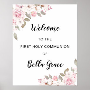 Poster Sinal de Boas-vindas da Primeira Comunhão Floral C