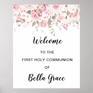 Poster Sinal de Boas-vindas da Primeira Comunhão Floral C