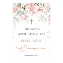 Sinal de Boas-vindas da Primeira Comunhão Rosa
