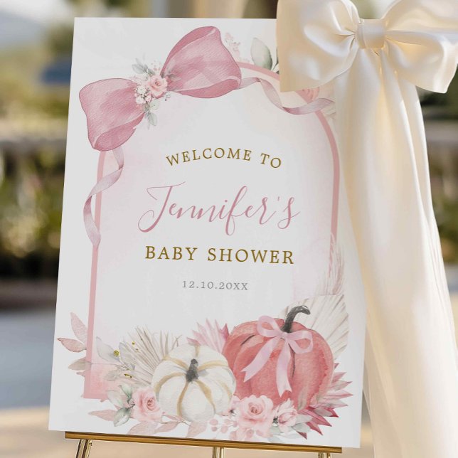 Poster Sinal de boas-vindas da Pumpkin Floral de Queda Ro (Criador carregado)