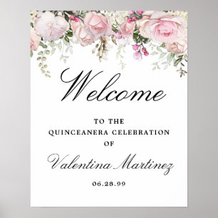 Poster Sinal de boas-vindas da Quinceanera, cor-de-rosa b