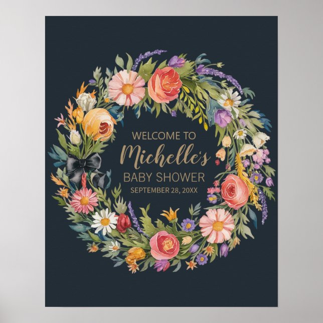 Poster sinal de boas-vindas da rapariga de flor selvagem  (Frente)