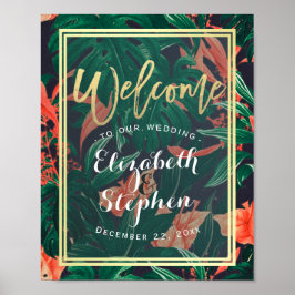 Póster Sinal de Boas-vindas da Recepção de casamento Flor