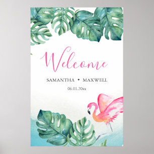 Poster Sinal de boas-vindas da Recepção de casamento trop