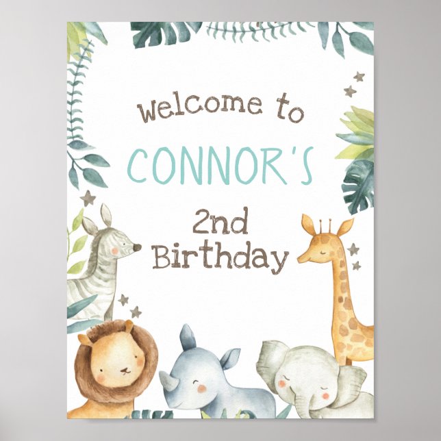 Poster Sinal de boas-vindas da selva Safari (Frente)