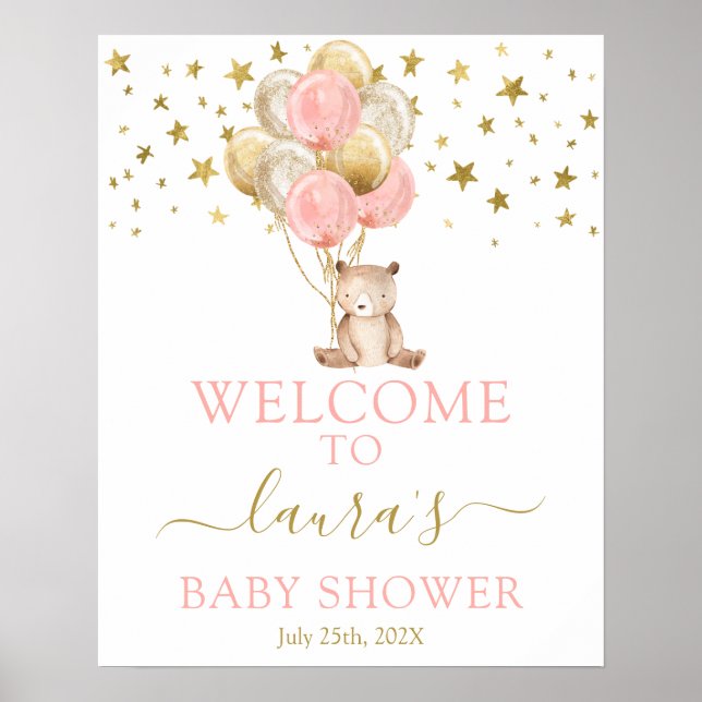 Poster Sinal de boas-vindas da Teddy Bear Girl (Frente)