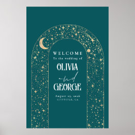Poster Sinal de Boas-vindas das Estrelas da Noite Celesti