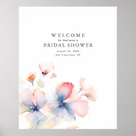 Poster Sinal de Boas-vindas das Flores de Aquarela Elegan