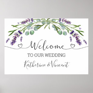 Poster Sinal de Boas-vindas das Flores de Lavanda Eucalyp