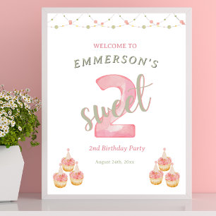 Poster Sinal de Boas-Vindas de 2º Aniversário Two Sweet C
