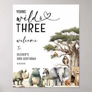 Poster Sinal de Boas-Vindas de 3º Aniversário do Jovem Se