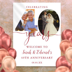 Poster Sinal de Boas-Vindas de 40 Anos de Casamento com 2
