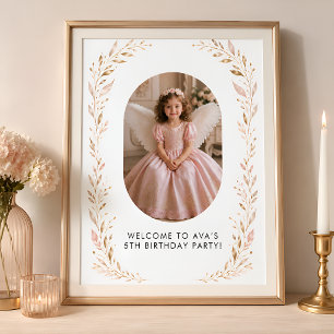 Poster Sinal de Boas-Vindas de 5º Aniversário da Menina d