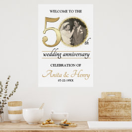 Poster Sinal de boas-vindas de 50º aniversário com foto