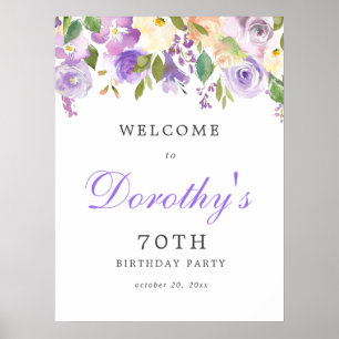 Poster Sinal de Boas-vindas de 70 Floral Rosa