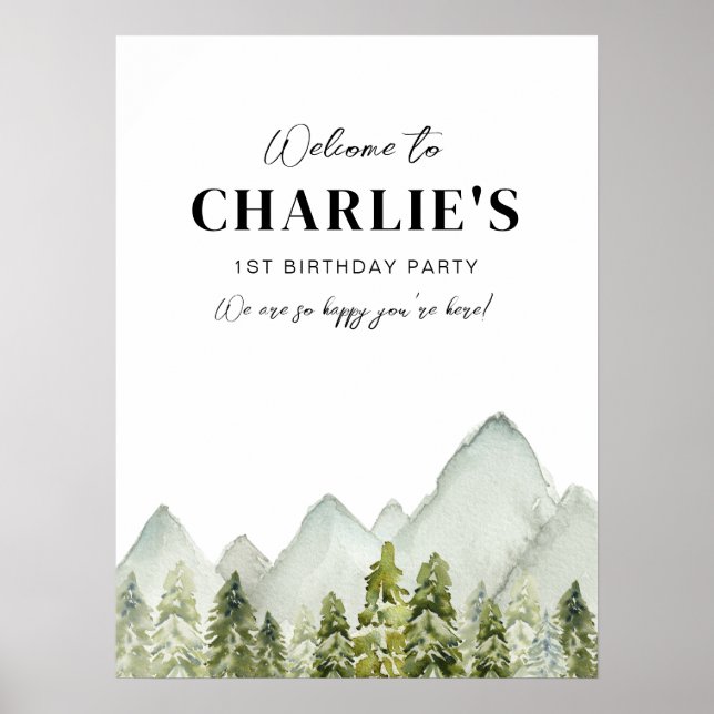 Poster Sinal de boas-vindas de aniversário da Aventura (Frente)