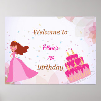 Poster Sinal de boas-vindas de aniversário da elegante pr