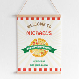 Poster Sinal de boas-vindas de aniversário da Pizza Party